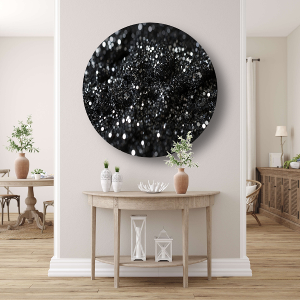 Zwart Zilveren Glitter Textuur Abstract forex muurcirkel