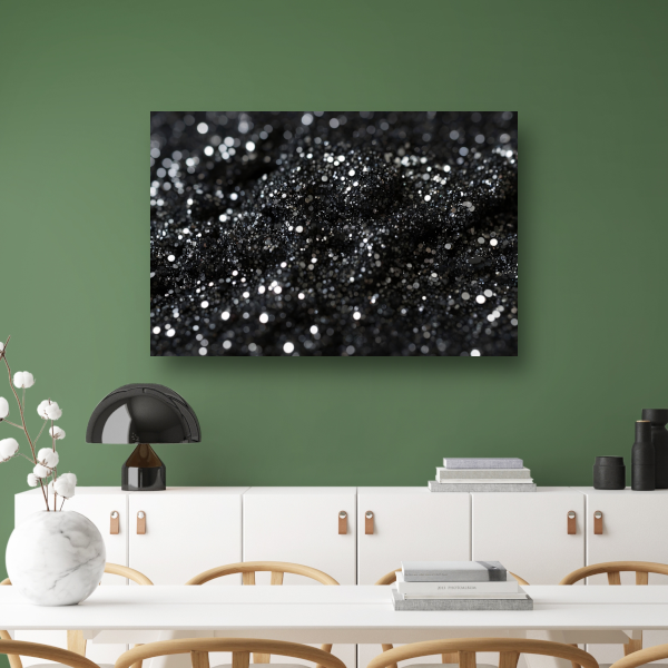 Zwart Zilveren Glitter Textuur Abstract canvas met baklijst
