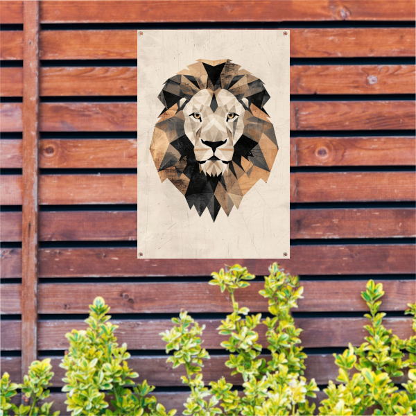 Abstracte Leeuw in Geometrische Art Deco Stijl tuinposter