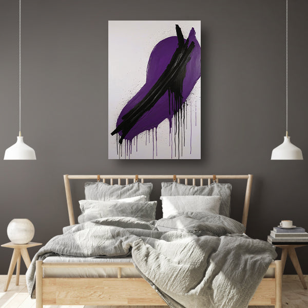 Dynamisch Abstract in Paars en Zwart canvas