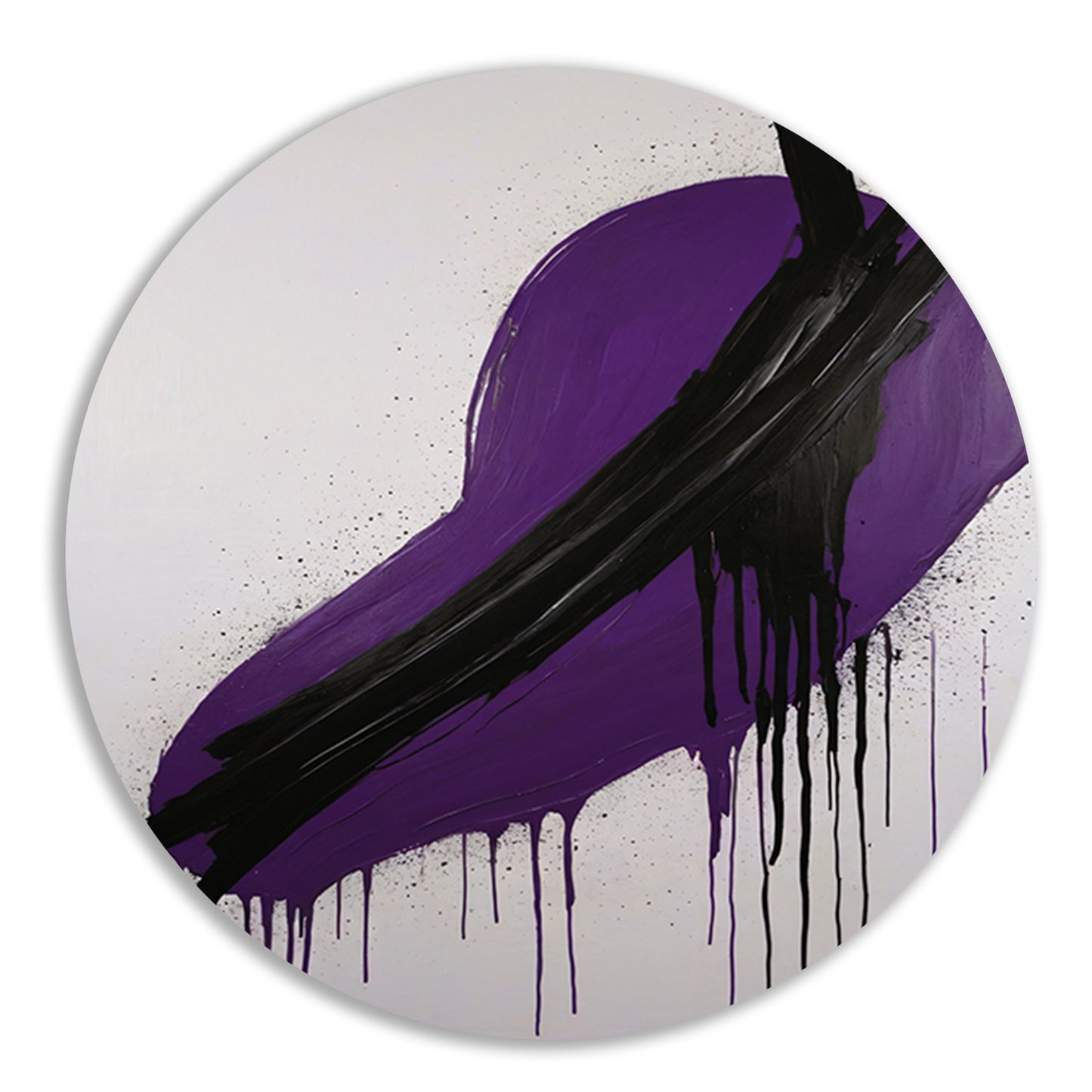 Dynamisch Abstract in Paars en Zwart forex muurcirkel