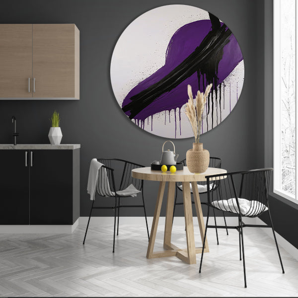 Dynamisch Abstract in Paars en Zwart forex muurcirkel