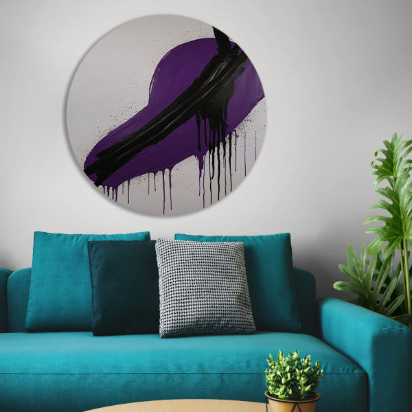 Dynamisch Abstract in Paars en Zwart forex muurcirkel