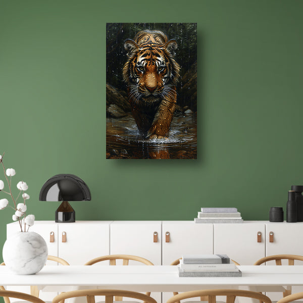 Portret van een Tijger in de Regen canvas