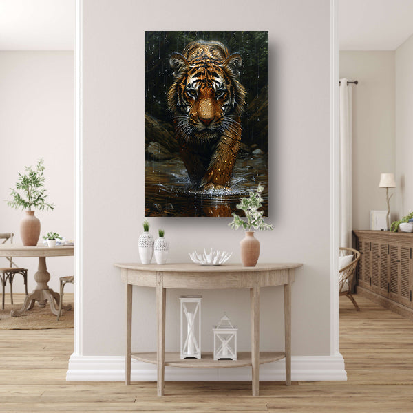 Portret van een Tijger in de Regen canvas