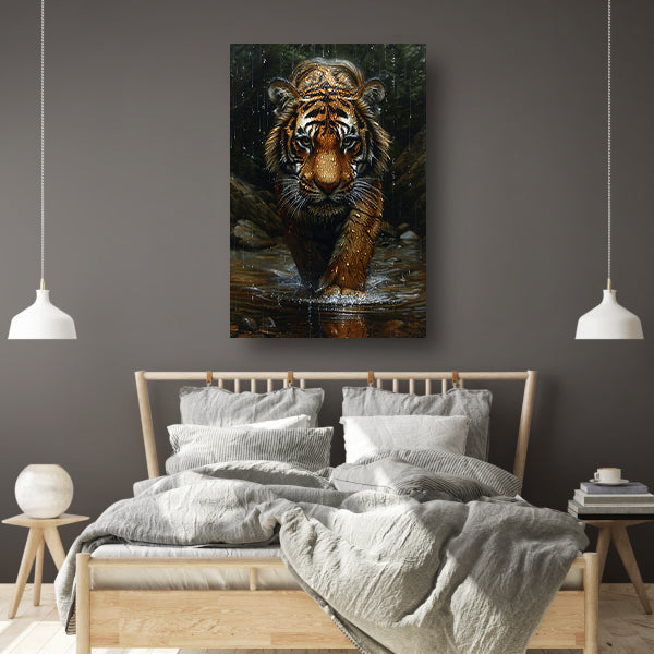 Portret van een Tijger in de Regen canvas