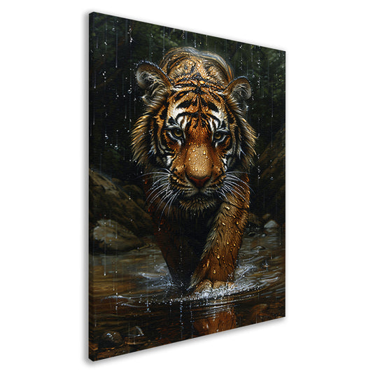 Portret van een Tijger in de Regen canvas