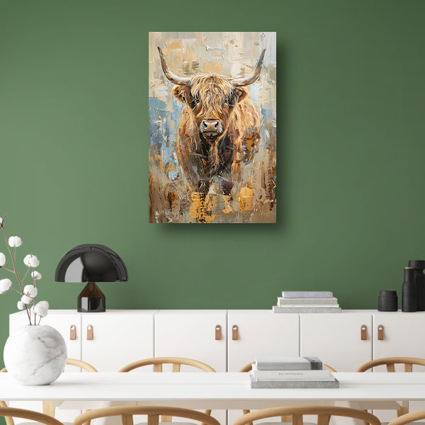 Abstract schilderij van een Schotse hooglander canvas