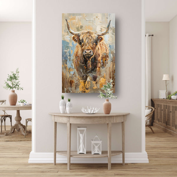 Abstract schilderij van een Schotse hooglander canvas