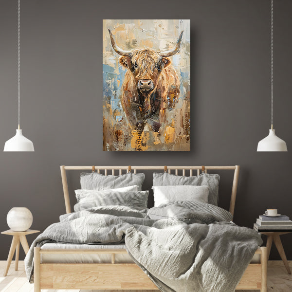 Abstract schilderij van een Schotse hooglander canvas