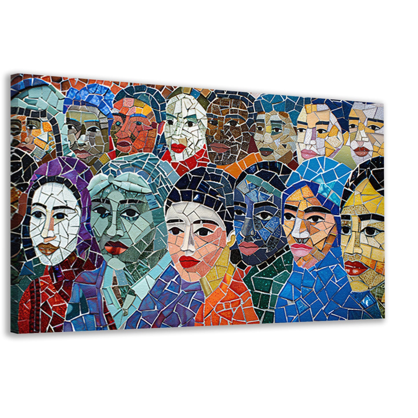 Abstracte kleurrijke mozaïek van diverse gezichten canvas