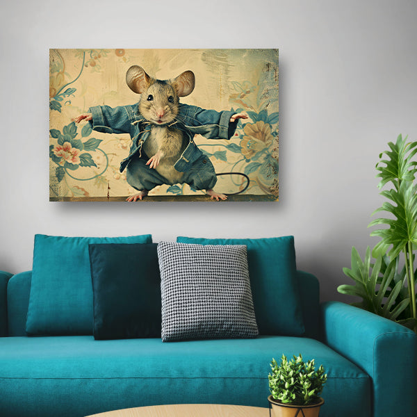 Schattige muis in vintage stijl gekleed acrylglas