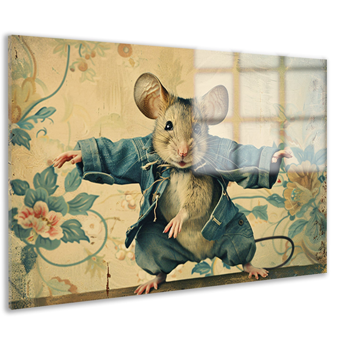 Schattige muis in vintage stijl gekleed acrylglas