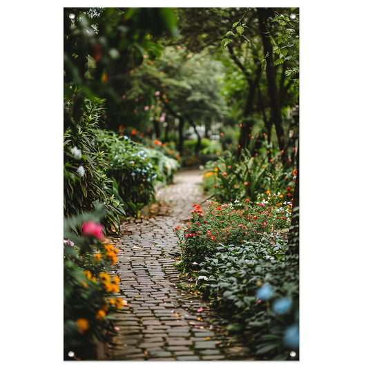 Betoverend Tuinpad met Bloemenpracht tuinposter