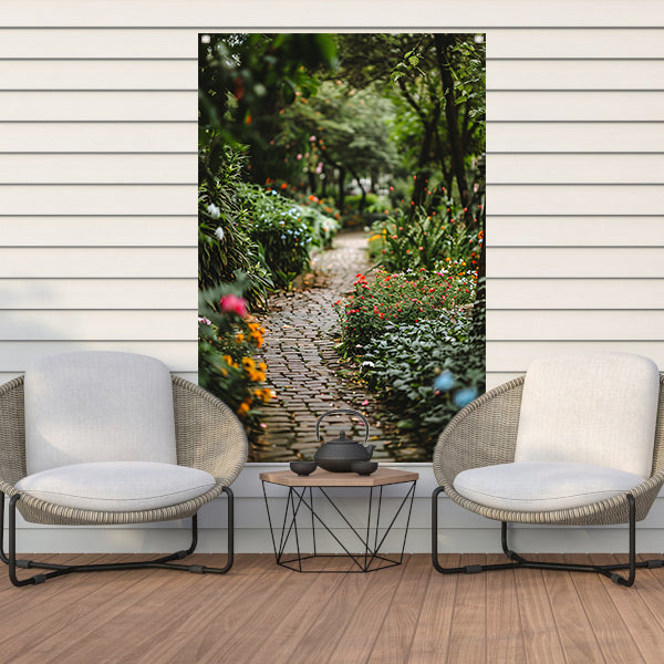 Betoverend Tuinpad met Bloemenpracht tuinposter