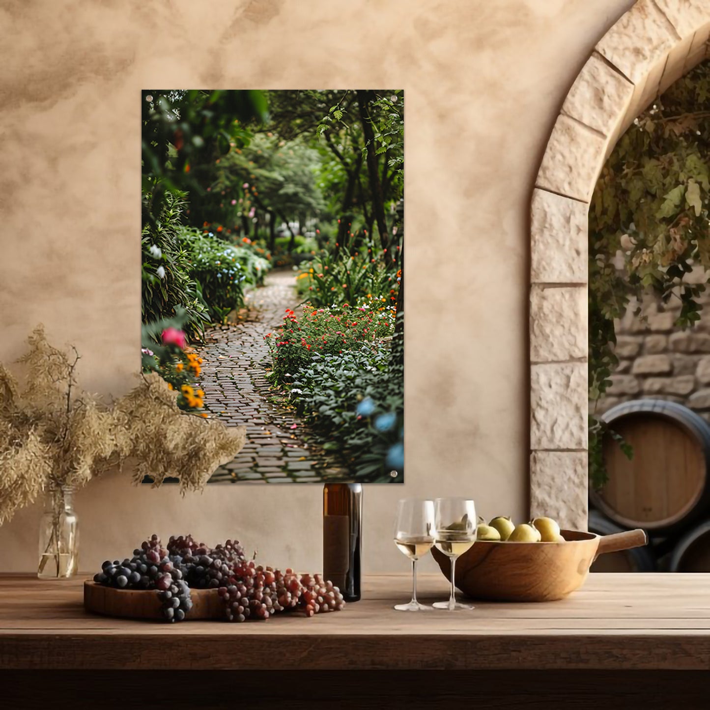 Betoverend Tuinpad met Bloemenpracht tuinposter