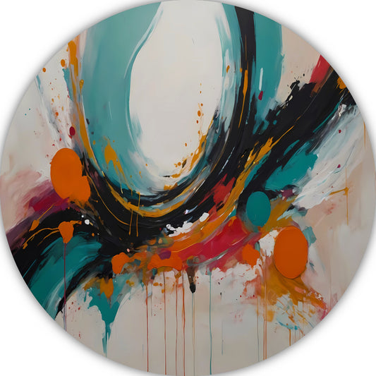 Abstracte Dans van Vorm en Kleur aluminium muurcirkel