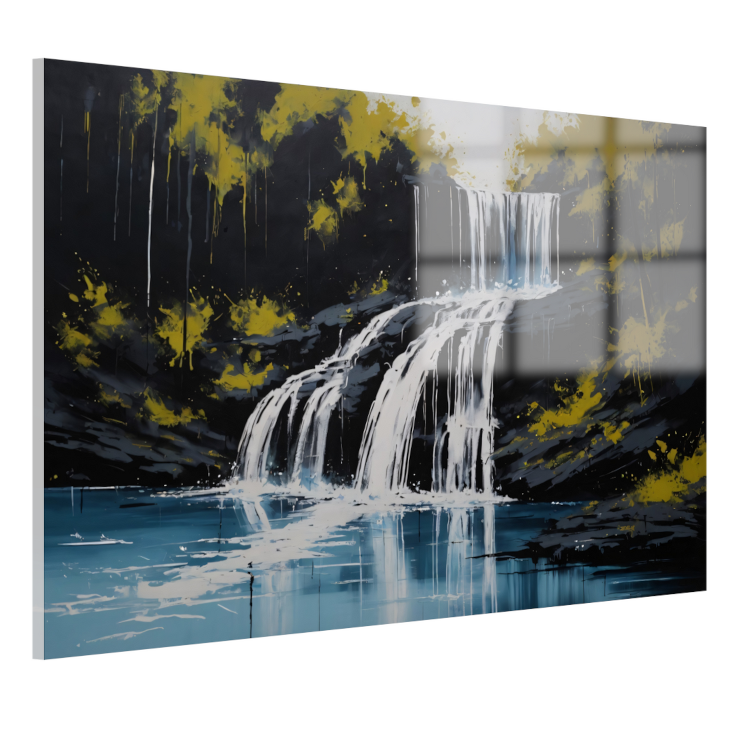 Abstracte Waterval in Monochroom met Kleuraccenten acrylglas
