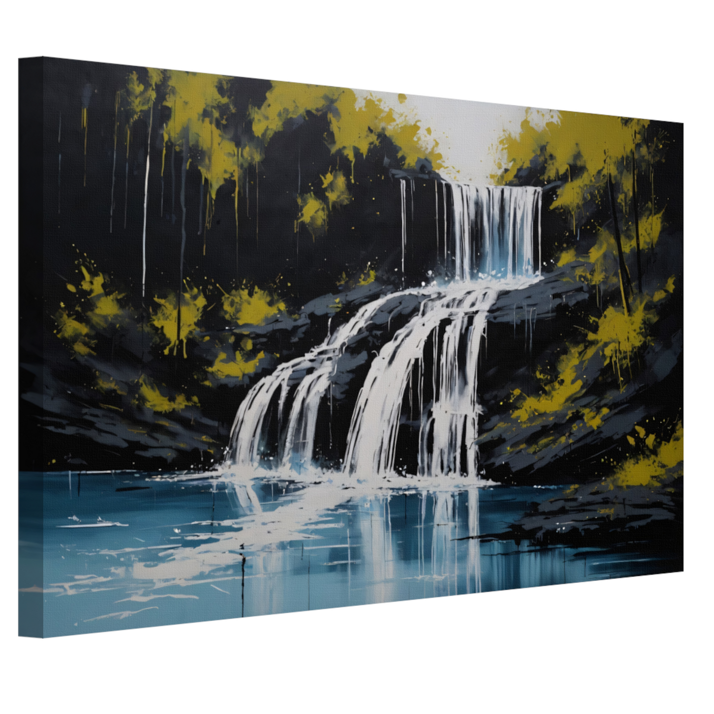 Abstracte Waterval in Monochroom met Kleuraccenten canvas