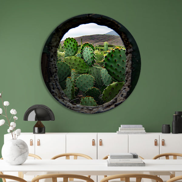 Cactussen door Houten Gat aluminium muurcirkel