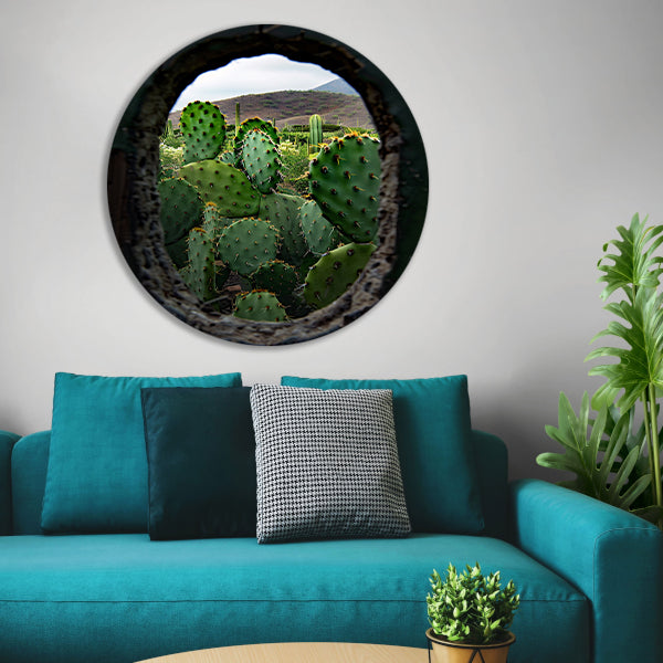 Cactussen door Houten Gat aluminium muurcirkel