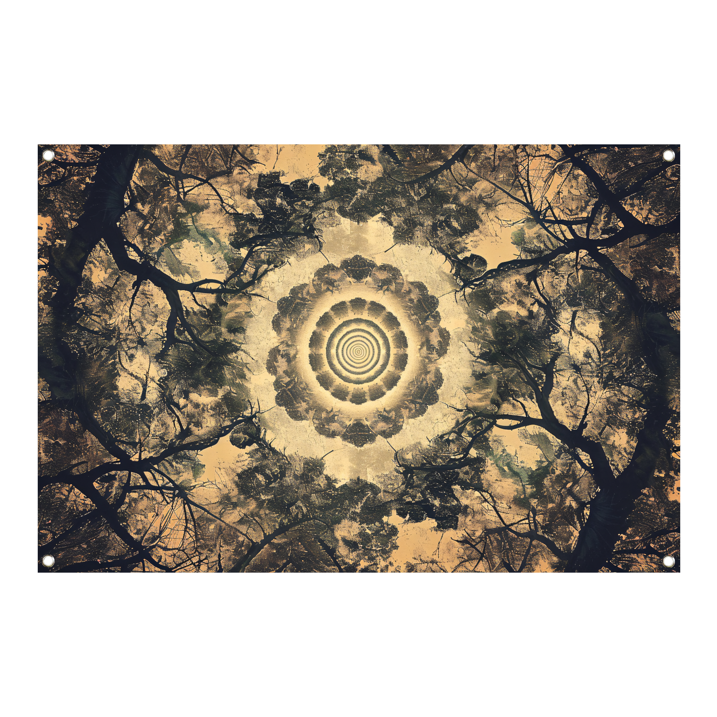 Bomenspiraal in caleidoscoop tuinposter