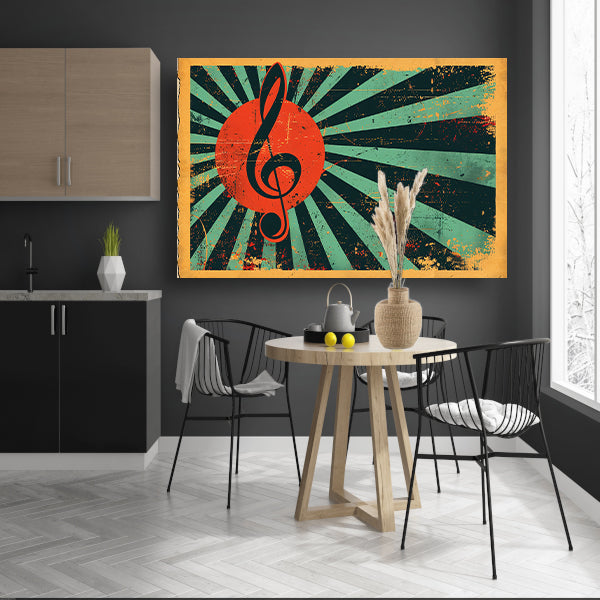 Retro poster met muzikale sleutel en kleuren poster