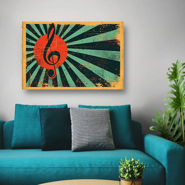 Retro poster met muzikale sleutel en kleuren poster