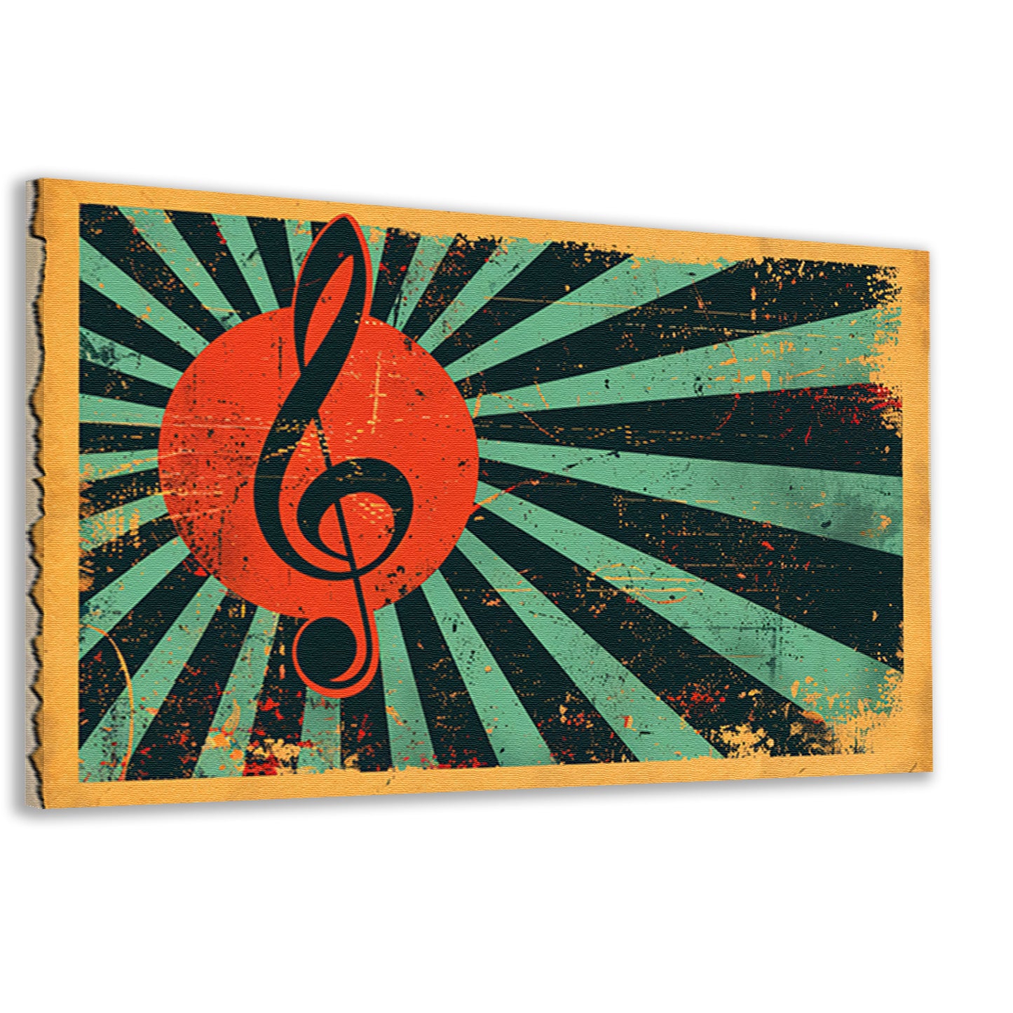 Retro poster met muzikale sleutel en kleuren canvas