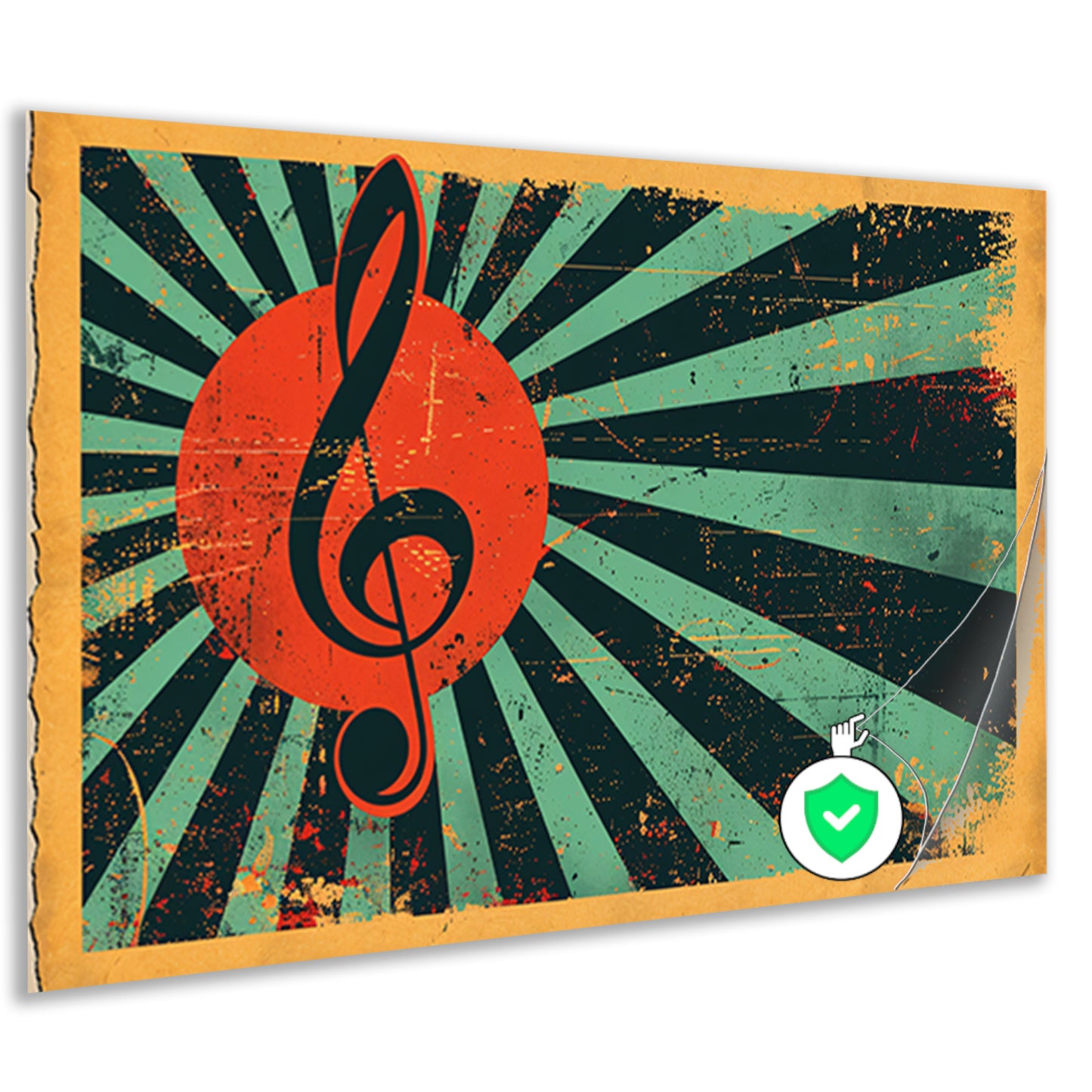 Retro poster met muzikale sleutel en kleuren poster