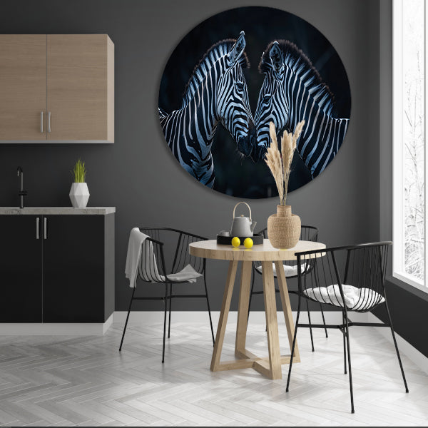 Twee zebra’s in donkere omgeving forex muurcirkel