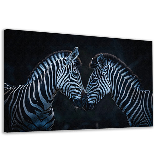 Twee zebra’s in donkere omgeving canvas
