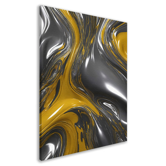 Dynamische Abstractie in Zilver en Geel canvas