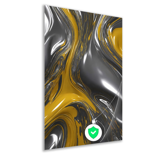 Dynamische Abstractie in Zilver en Geel poster
