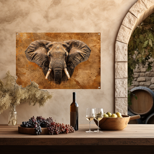 Indrukwekkend portret van een Afrikaanse olifant tuinposter