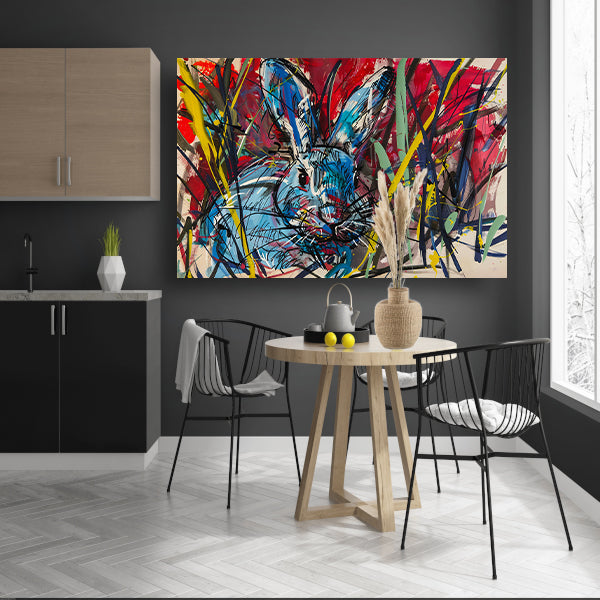 Kleurrijk abstract schilderij van een konijn poster