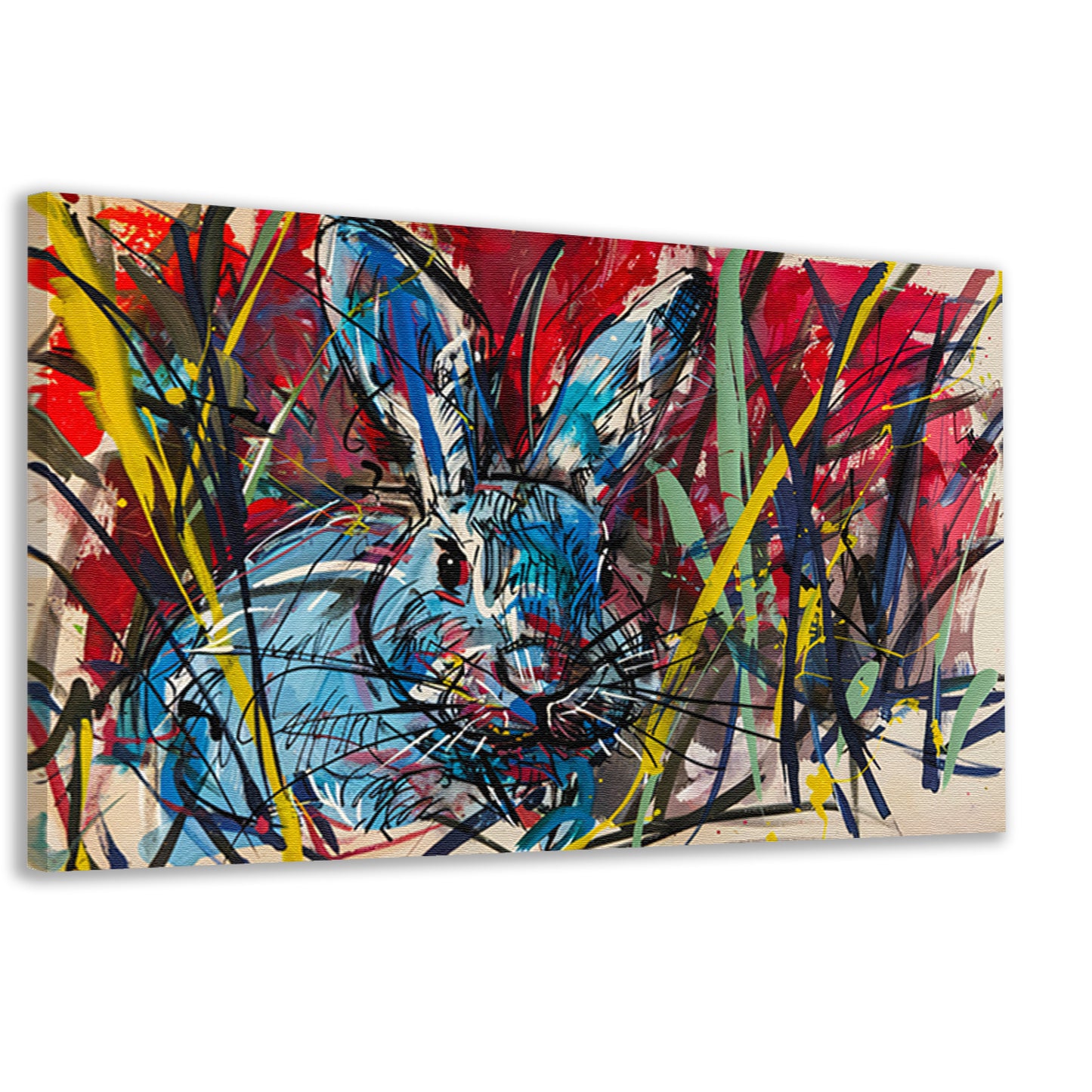 Kleurrijk abstract schilderij van een konijn canvas