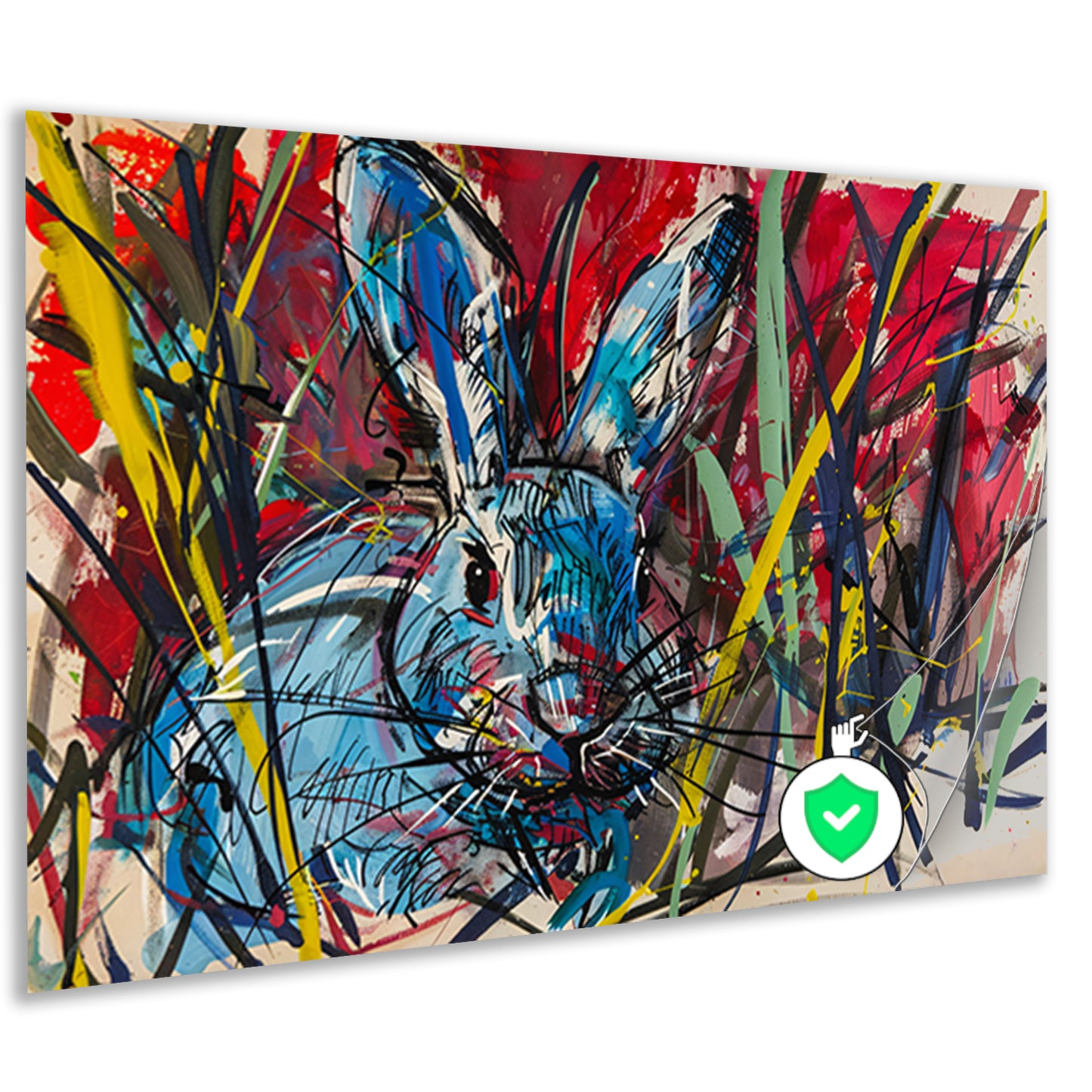 Kleurrijk abstract schilderij van een konijn poster