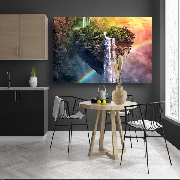 Surrealistische hartvormige rots met watervallen acrylglas