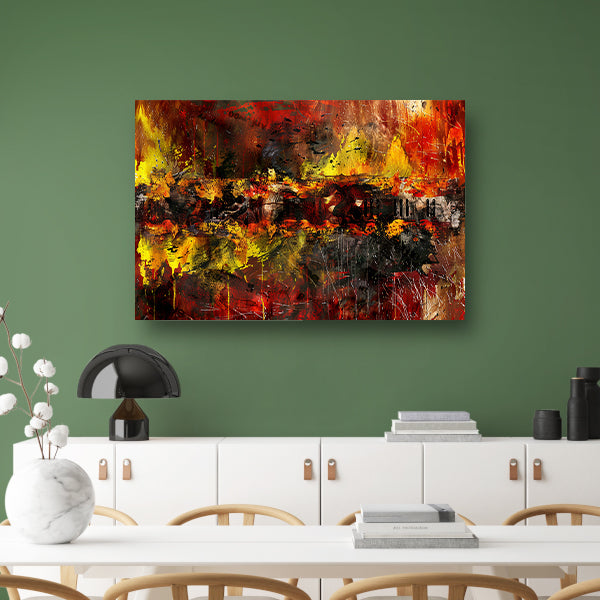 Dynamische abstracte kunst met vurige kleuren acrylglas