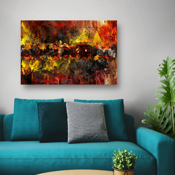 Dynamische abstracte kunst met vurige kleuren acrylglas