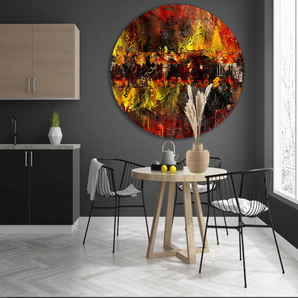 Dynamische abstracte kunst met vurige kleuren forex muurcirkel