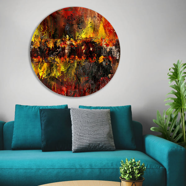 Dynamische abstracte kunst met vurige kleuren forex muurcirkel