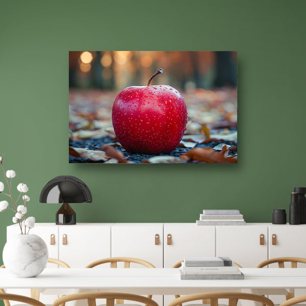 Rode Appel op Blad canvas