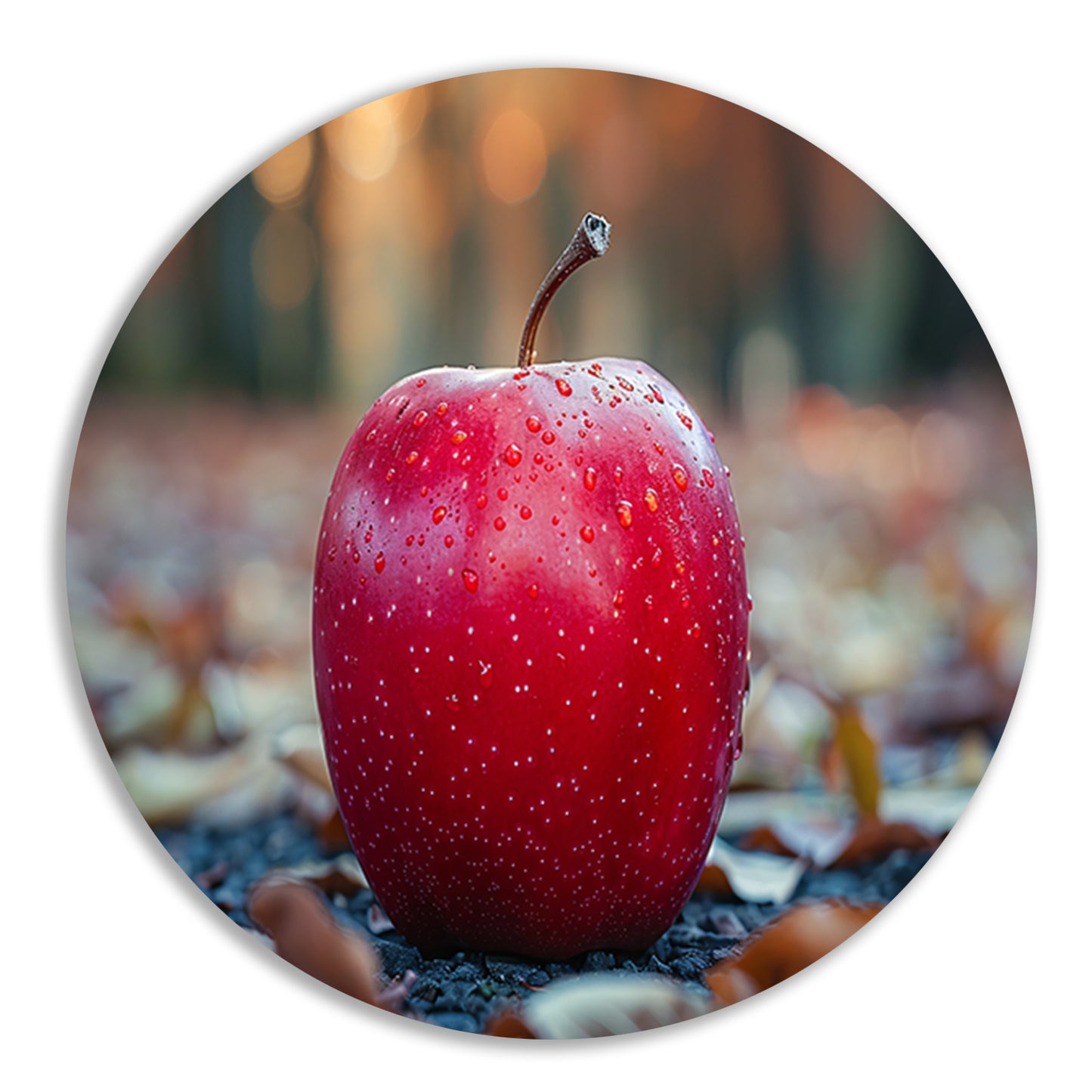 Rode Appel op Blad aluminium muurcirkel