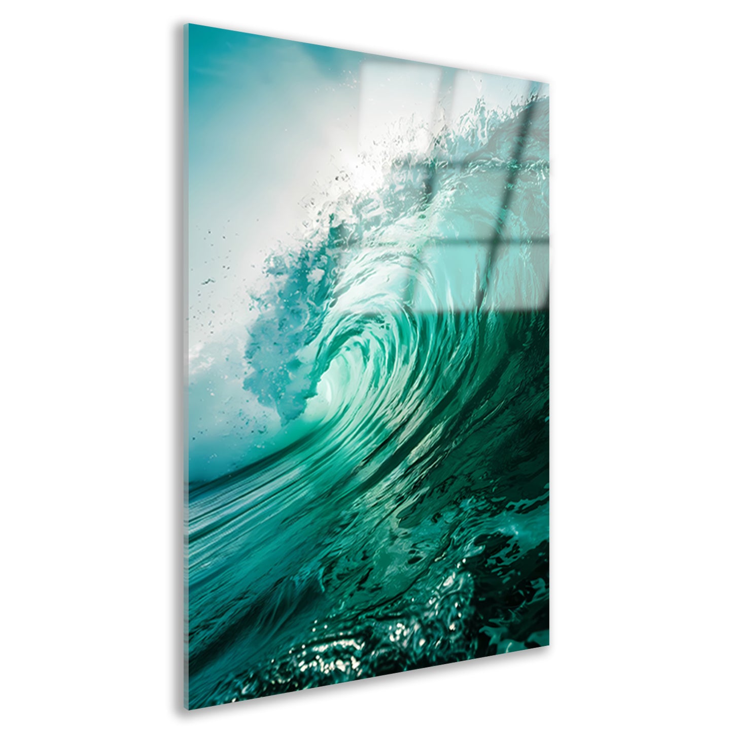 Dynamische oceaan golven met zonlicht acrylglas