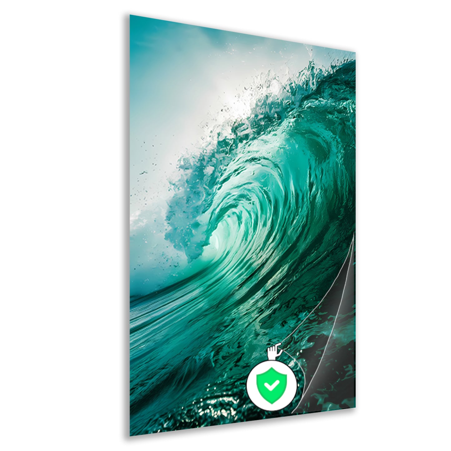 Dynamische oceaan golven met zonlicht poster