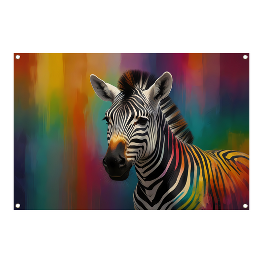 Abstracte kleurrijke zebra tuinposter