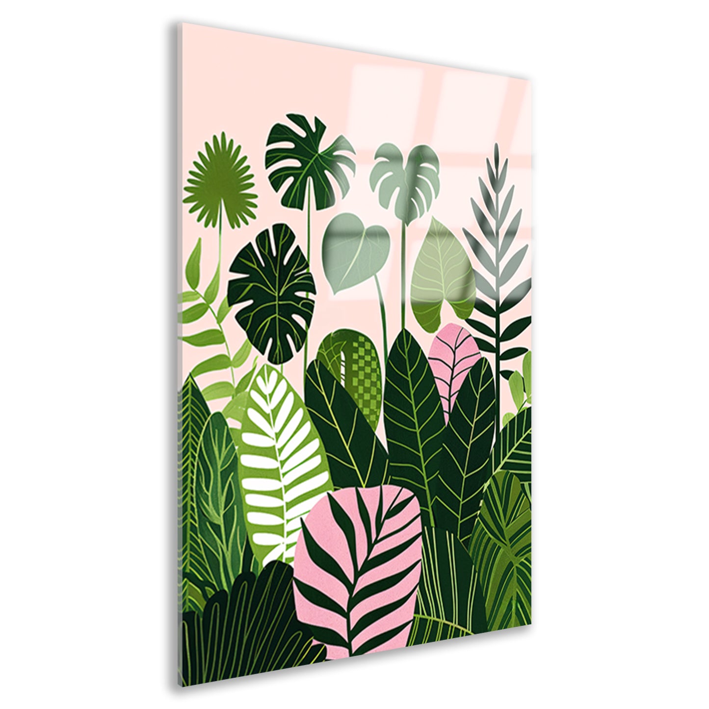 Kleurrijke digitale kunst van bladeren en planten acrylglas