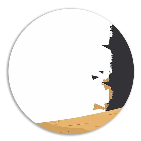 Abstracte Zwarte Verfstreken op Hout aluminium muurcirkel